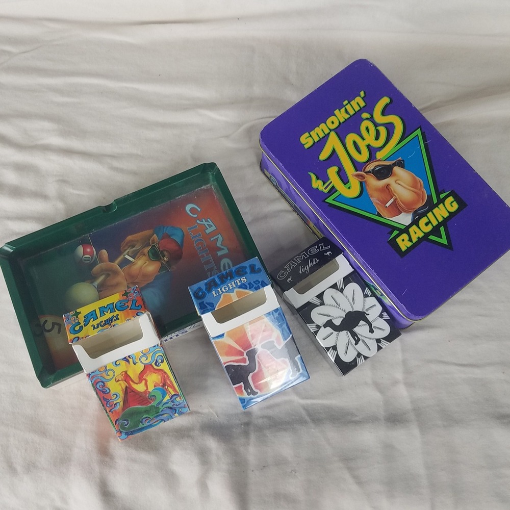 Camel Joe Camel Racing Tin Ashtray Artist Boxes Multicolor Good 90s Retro set